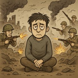 Depressed guy want to stay neutral middle of war Meme Template
