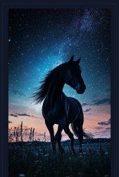 Black horse on starry sky Meme Template