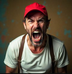 angry white man in red hat Meme Template