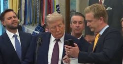 Trump looking at smartphone with JD Vance Meme Template