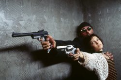 Leon the Professional (Jean Reno) with Natalie Portman both arme Meme Template