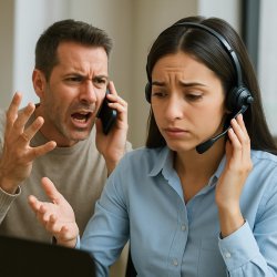 customer complaining to a customer service representative over t Meme Template