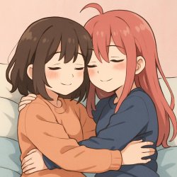 cute anime lesbian couple cuddling Meme Template