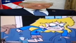 Donald Trump Happy and Lori Loud Crying angry Meme Template