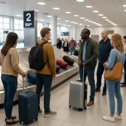 People waiting for luggage at airport Meme Template