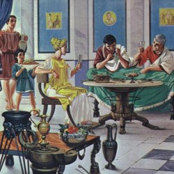 Wealthy Roman family, enjoying a meal by Angus McBride Meme Template