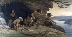 caveman hunting with family Meme Template