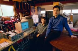 larry page and sergei brin in their garage working on google Meme Template