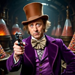 Willy Wonka holding a gun Meme Template