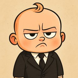 A baby in suit looking grumpy Meme Template