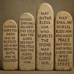 Oath tablets, stelae, boundary stones inscribed w blessings & cu Meme Template