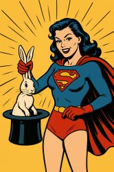 Superwoman pulls rabbit out of a hat Meme Template