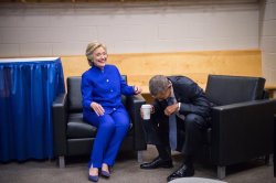 Hillary Barack laughing at FBI Informant Trump Meme Template