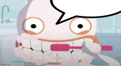 Cartoon Rabbid Brushing teeth Meme Template