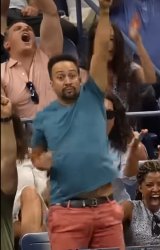 Lin Manuel Miranda excited at tennis Meme Template
