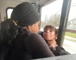 black girl chokes white boy on bus Meme Template