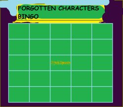 Forgotten characters bingo Meme Template