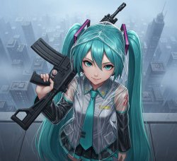 Hatsune Miku Held Gun Meme Template
