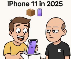 Top text: “Me proudly unboxing my brand new iPhone 11 in 2025 ?? Meme Template
