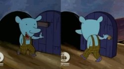 Blue Mouse Entering and Exiting Meme Template