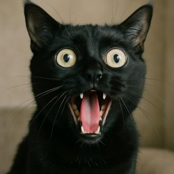 Black cat with insane reaction Meme Template