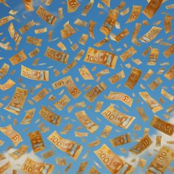 hundreds of Canadian dollars falling from the skies Meme Template