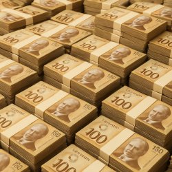 Thousands of Canadian dollars stacked Meme Template