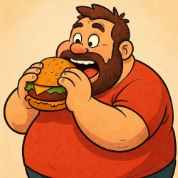big man eating burger Meme Template