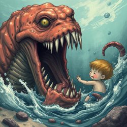 kraken eats kid Meme Template