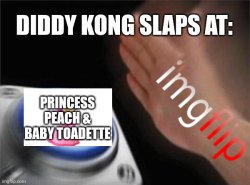 Diddy Kong Slaps At Cute Picture Of Princess Peach. Meme Template