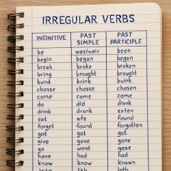 irregular verbs table in a student's copybook Meme Template