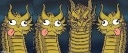 4 Dragons 1 Serious Meme Template