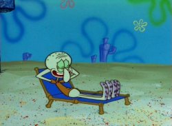 Squidward lies down on chair Meme Template