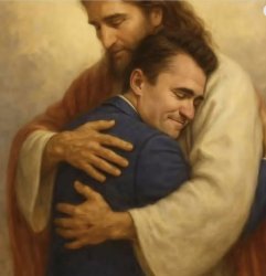 Charlie Kirk and Jesus hugging Meme Template
