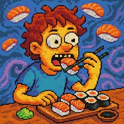 a person eating sushi Meme Template