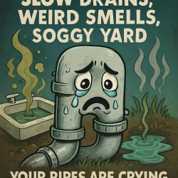 slow drains, weird smells, soggy yard - your pipes are crying Meme Template