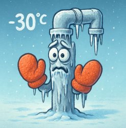 a frozen pipe wearing mittens in -30C weather Meme Template