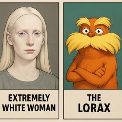 One picture of a extremly white woman and one with a picture of Meme Template