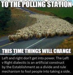 "To the polling station... this time things will change." Meme Template