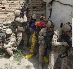 5 soldiers and clown Meme Template