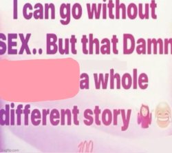 I can go without sex but that damn is a whole different story Meme Template