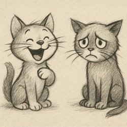 happy cat vs sad cat Meme Template