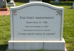 First Amendment Tombstone Murdered by Donald Trump Meme Template