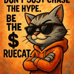 “Don’t just chase the hype. Be the hype. Be the $RUECAT. Meme Template