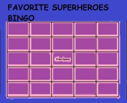 favorite superheroes bingo Meme Template