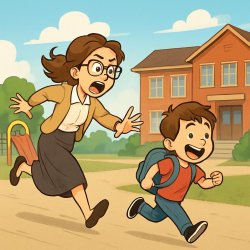 teacher runing after child Meme Template