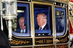 King Charles Donald Trump in Royal Carriage Meme Template