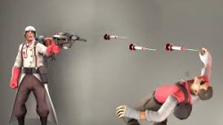 RED Medic with Crusader's Crossbow shooting RED Scout Meme Template