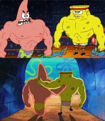 Sponge Bob and Patrick fight Meme Template
