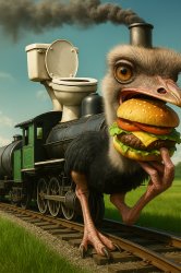 Ostritch eating a burger Meme Template